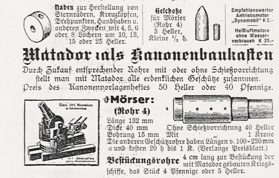 Kanonenbaukasten Anzeige 1915
