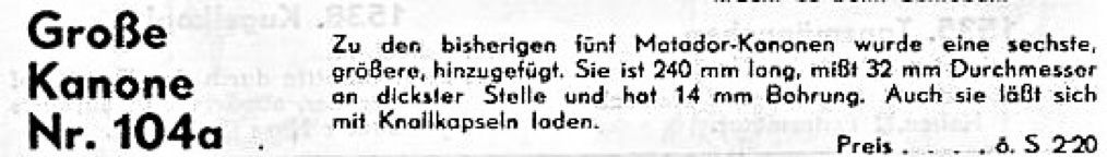 Anzeige Groe Kanone Oktober 1936